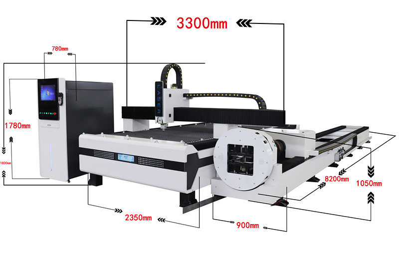 Roterende Cnc metalrør rørplade laserskærer 2000w fiber laser skæremaskine